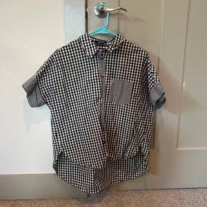 Oversized checkered button up